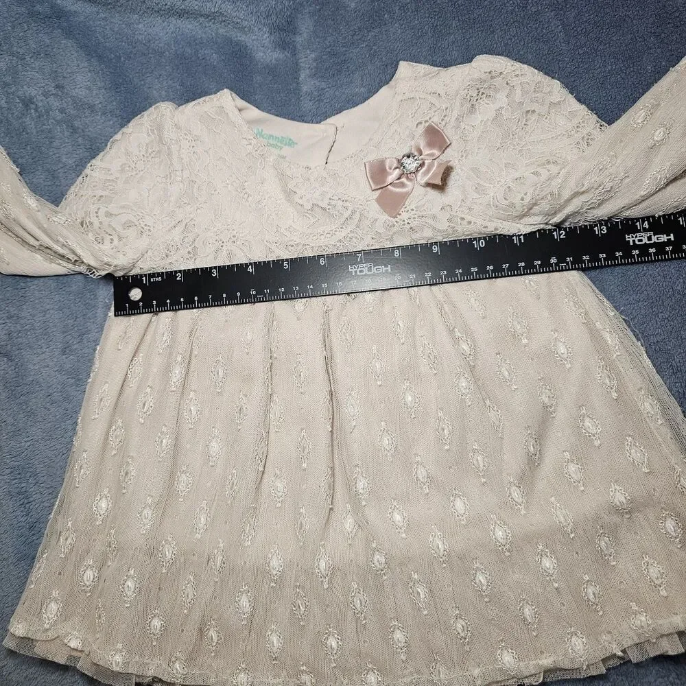 Nannette Baby Dress Lace Style 3 Layers 24M Light Peach Creme Colored